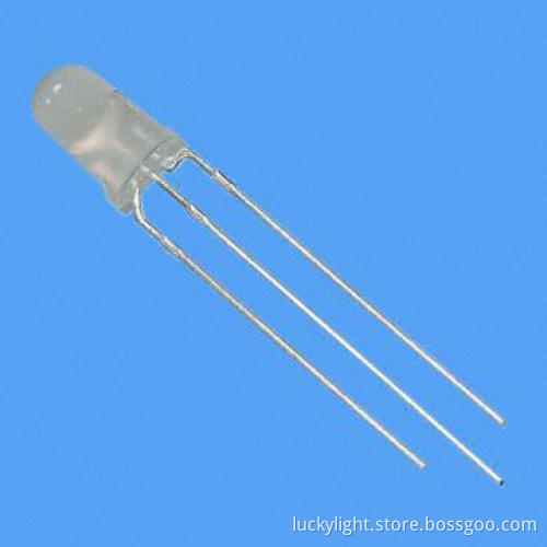 3mm Bi-color 3-pin LED Lamp, 625nm Hi-efficiency Red, 570nm Yellow Green